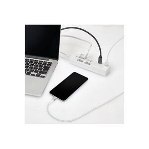 電源タップ　耐雷サージ　USBポート付きスイッチ付きタップ　USB×2ポート　2個口2ｍ　WBK-2232SUA(W)