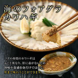 カワハギ 刺身セット (総量280g・4-6人前)かわはぎ 肝 身皮 切身 切り身 ポン酢 ぽん酢 鮮魚 冷凍 養殖 国産 大分県 佐伯市 フジテレビ ノンストップ いただき！ハウマッチ【GO002】【(株)水元】