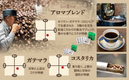 【豆でお届け】バラエティーパック6袋ｘ3箱＋珈琲豆200gx3種〔アロマブレンド、ガテマラ、コロンビア〕セット CS-616-1