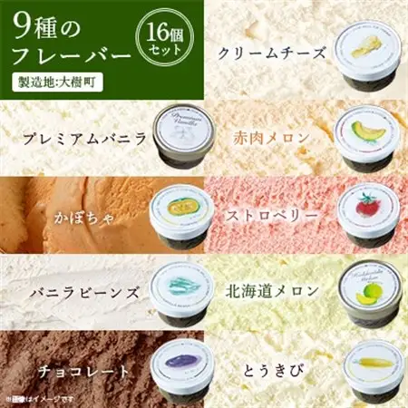 新鮮濃厚ミルク　カウベルアイスクリームセット9種16個_アイス アイスクリーム ジェラート カップアイス スイーツ デザート 北海道 大樹町 人気 美味しい バニラアイス バニラ チョコ ミルク メロン_【配送不可地域：離島】【1398012】