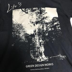 (新タイプ) 屋久島縄文杉Tシャツ LIFE is (黒) サイズ：L (男女兼用)