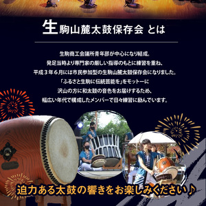生駒山麓太鼓　出張演奏2曲or演奏1曲＋プチ太鼓体験 太鼓 和太鼓 音色 響き 演奏 出張演奏 伝統芸能 伝統 太鼓体験 奈良県 生駒市