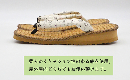 信貴×雪丸 ゆきまる雪駄 屋内屋外兼用 BrW（前坪：黒） 履物 和 和テイスト お祭り お祭り衣装 小物 屋内外兼用 室内で履ける 太めの鼻緒 伝統的履物 手作業 日本の伝統 柄入り鼻緒  8寸6分（25.0〜26.5対応）