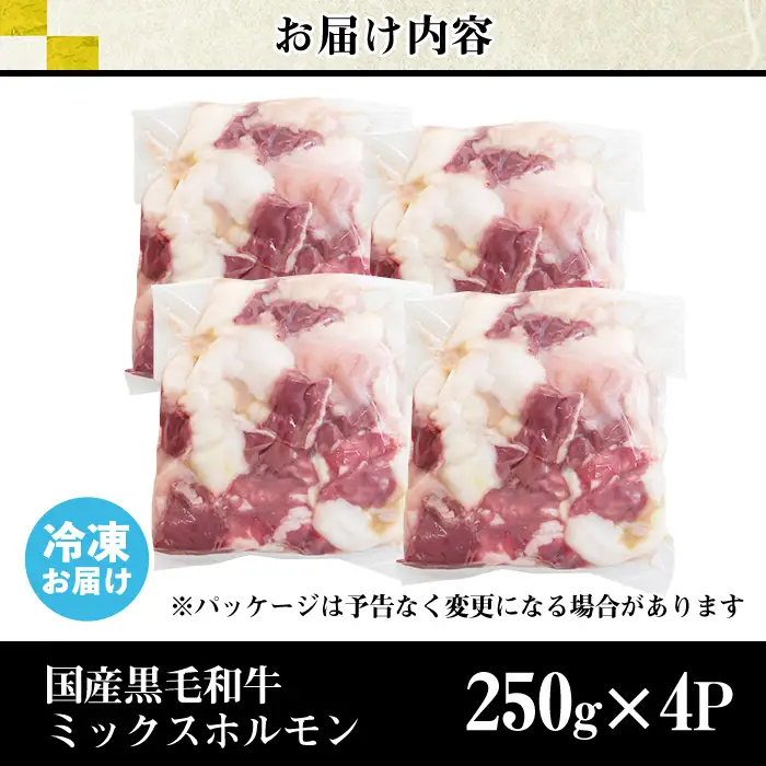 黒毛和牛 ミックス ホルモン 計1kg 国産 牛肉 【LRプラスK】No.1001-01