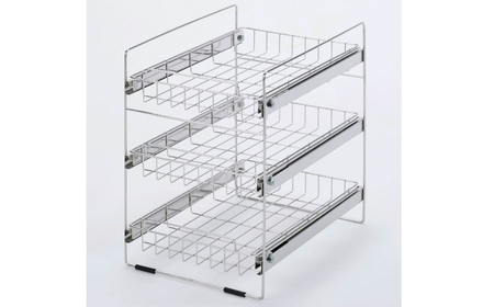 ステンレス洗面台下ラック 浅3段 収納用品 ランドリー収納 スライド棚 燕三条製 【022S033】