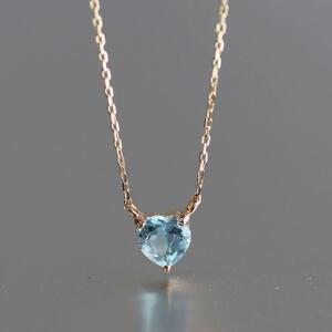 【K10イエローゴールドネックレス】天然石 水晶スカイブルートパーズのハートネックレス 長さ40cm KN01003T-SB / 金 ゴールド ジュエリー アクセサリー ギフト プレゼント レディース シンプル 定番 ネックレス