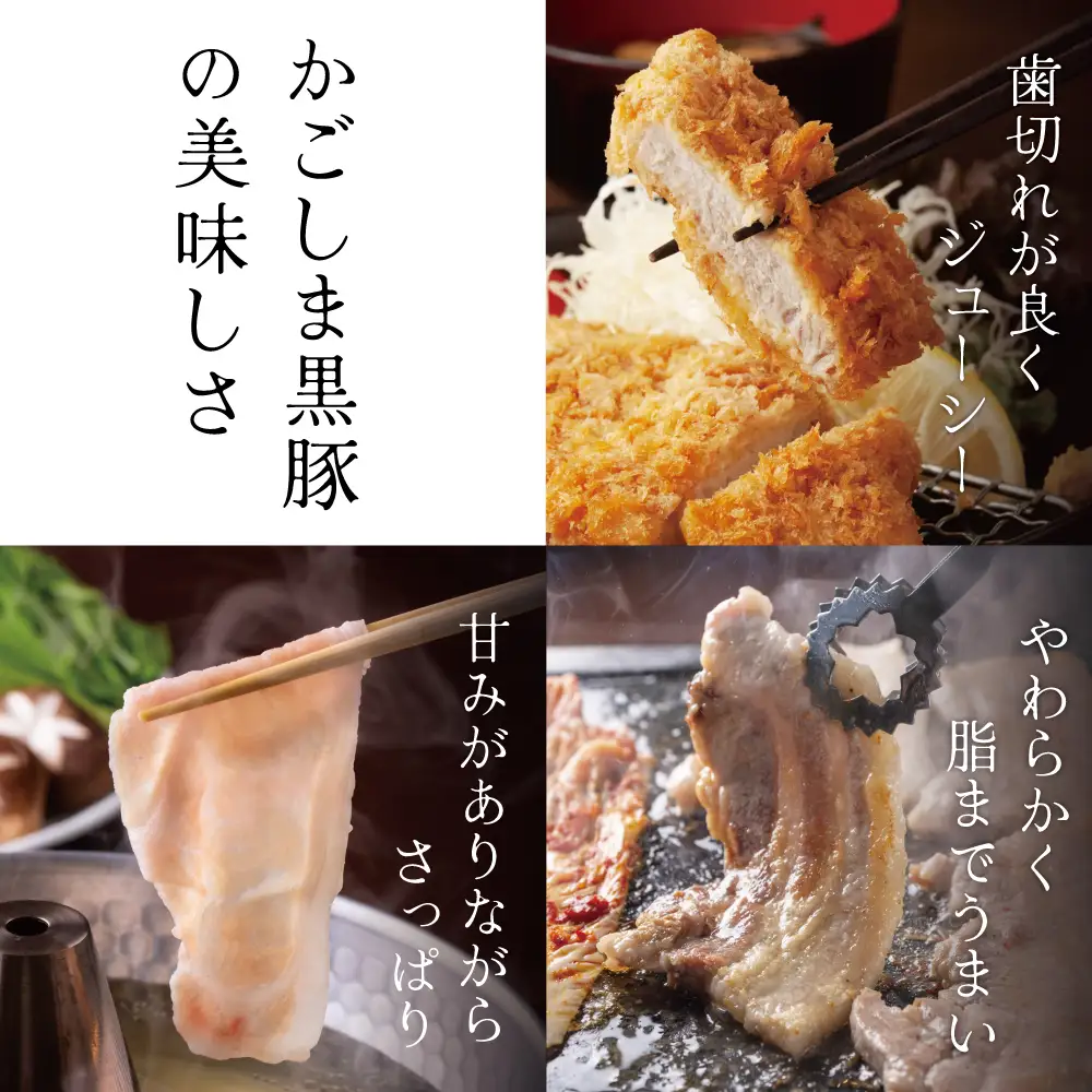 【ブランド黒豚】かごしま黒豚 3種類 計1kg バラエティセット お肉 国産 豚肉 鹿児島県産 冷凍 南さつま市