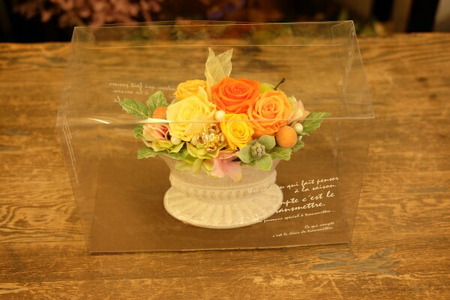 空間を華やかに　プリザーブドフラワー「ポットアレンジ」 レッド＆ピンク系