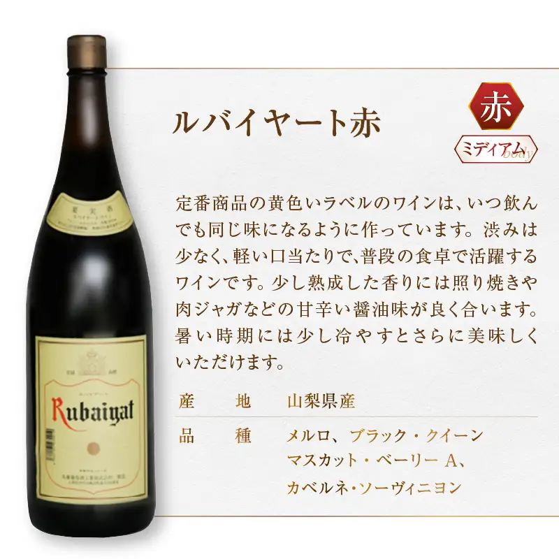 ワイン 丸藤葡萄酒が贈るルバイヤート一升瓶赤白2本セット（MG）B18-652