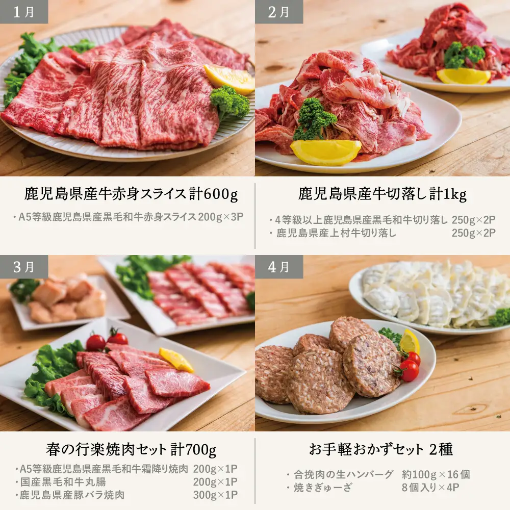 情熱牧場 鹿児島県産お肉の定期便 スタンダードコース（全12回）お肉 ステーキ すき焼き しゃぶしゃぶ A5等級 黒毛和牛 牛肉 豚肉 焼肉 定期便 冷凍