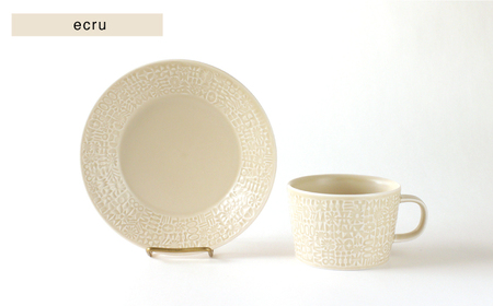 【波佐見焼】PATTERNED PLATE・MUG ペア ４点セット squall gray + ecru【BIRDS’ WORDS】[CF041] 波佐見焼
