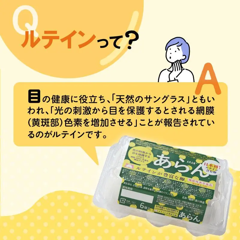 光の刺激から目を守る　ルテイン含有卵　機能性表示食品「あらん」　6個入り3パック