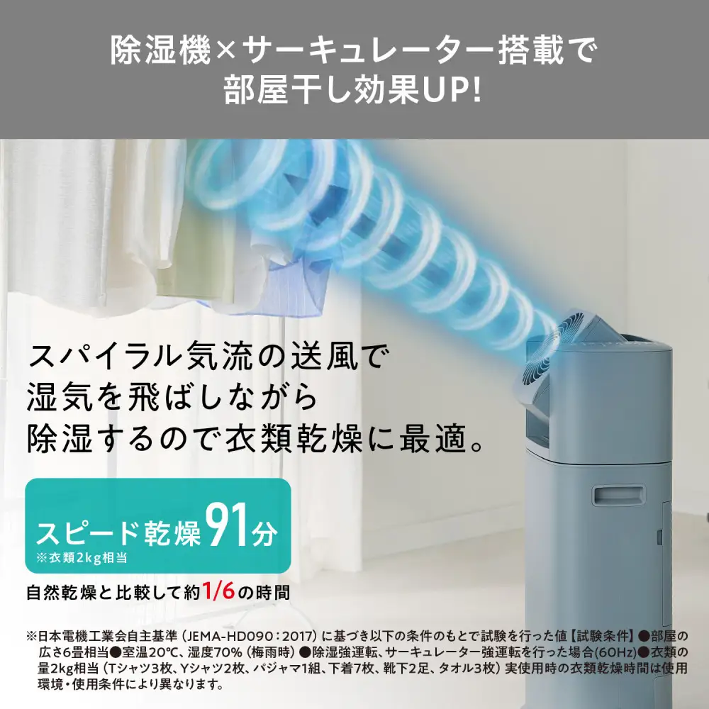 サーキュレーター衣類乾燥除湿機 5L アイリスオーヤマ IJDC-P60-AH ブルーグレー サーキュレーター
