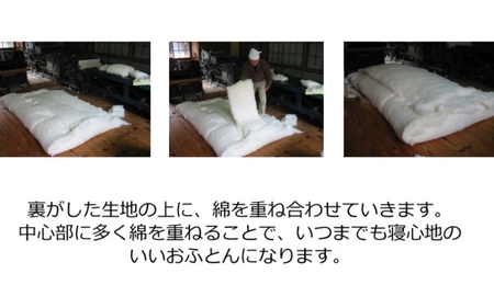 綿わた掛けふとん　シングルロング　ふとん職人の手作り掛けふとん　側生地：ピンク【mrst0004-1】