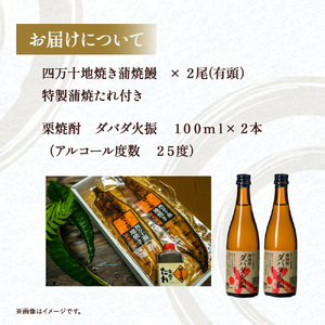 炭火の蒲焼ウナギ2尾＆幻の栗焼酎ダバダ火振り ／Esg-22 栗焼酎 日本酒 うなぎ うなぎ蒲焼  鰻