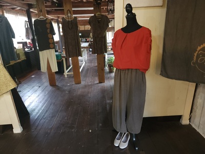 36-2 川根茶染　サルエルパンツ