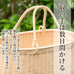 H0-005 ピクニックバスケット(1個)【籠屋さん】霧島市 籠 かご カゴ バッグ バスケット 手提げ 籐 ハンドメイド 手作り 収納 インテリア