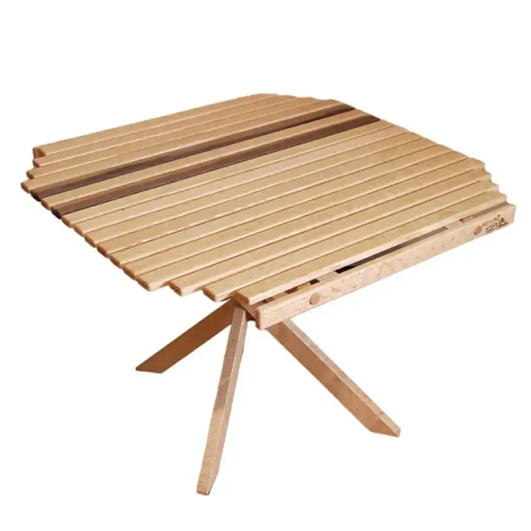 ロールトップテーブル KuruKaru Mid-High Table 木製 ロールテーブル アウトドアテーブル アウトドア用品 キャンプ用品 燕三条製 [OUTSIDE IN] 【088S006】