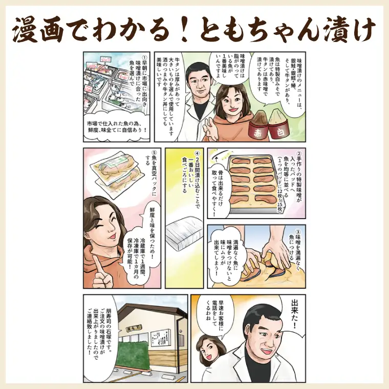 寿司職人が作る特製味噌漬けセット（魚4種、肉2種）計12枚（EW-3）