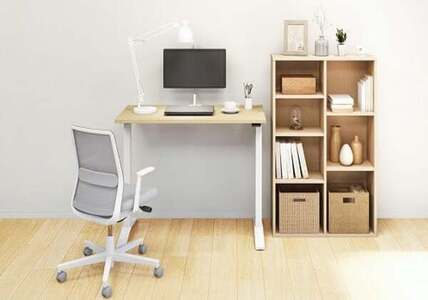 コクヨ 在宅ワーク用電動昇降デスク スタンジットW(ダブル)／1006_ナチュラルオーク・ブラック