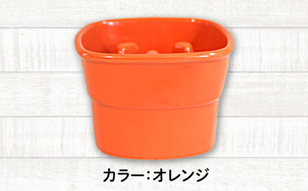 【美濃焼】 陶器製ペット用フードボウル 早食い防止 高台フードボウル 小 オレンジ pet109 瑞浪市 / ながしまプランニングオフィス エサ入れ 餌皿 犬 猫 [AZBM004]