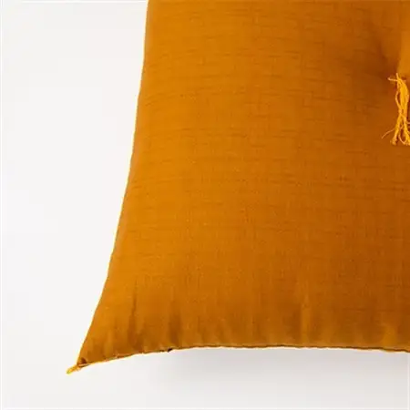 綿ふとん職人が手掛ける綿100%座布団【銘仙判】55cm×59cm【黄土色】【1401279】