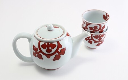 源右衛門窯 赤絵唐草文 茶器 食器 有田焼 お茶セット 有田焼 急須 ポット 有田焼 湯呑 有田焼 ティーセット 有田焼 A85-20