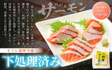 お刺身 セット サーモン 100g × 2P ＆ 本まぐろ 中トロ 100g ×1P【福井県 冷凍 小分け 刺身 鮭 サケ 鮪 】 [e04-a089]