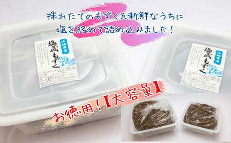 【ふるさと納税】生産量日本一！うるま市塩蔵もずく（お徳用）4.5Kg　塩漬け　もずく　塩蔵　沖縄　手軽　贈り物　冷凍　天ぷら　沖縄そば　ミネラル　海　沖縄　うるま市　勝連