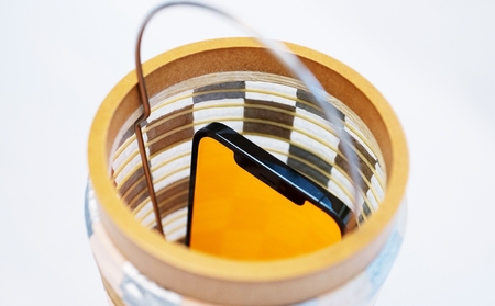 江戸手描提灯 スマホスピーカー OTO CHOCHIN（丸に稲妻ギター＆山ピアノに月）【009-003-3】