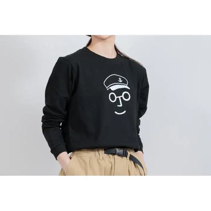 《3》【KEYMEMORY　鎌倉】セーラー帽イラストロングTシャツ　BLACK