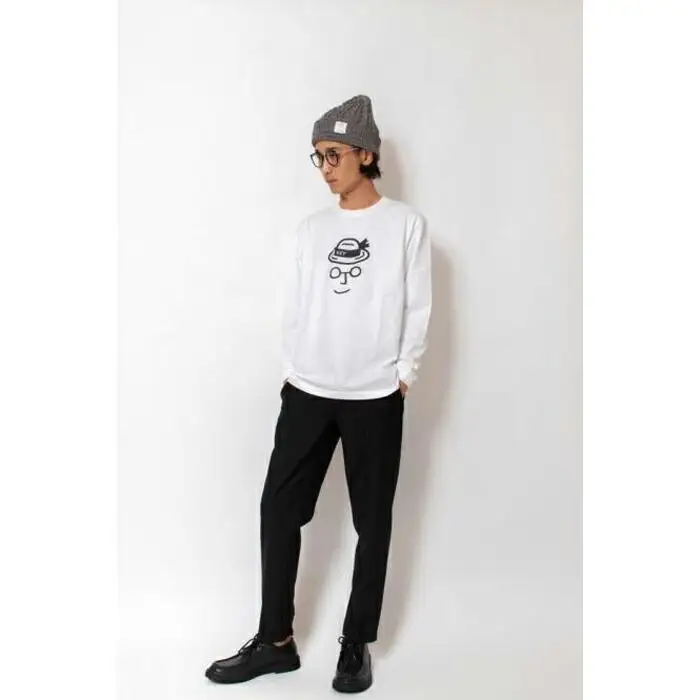 《0》レディースM　麦わらロングTシャツ　White