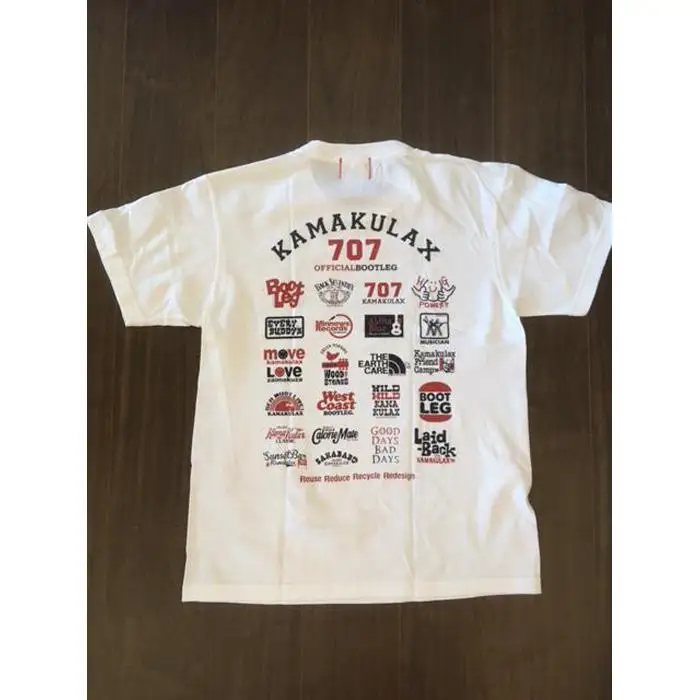 鎌倉ブランドの老舗「KAMAKULAX」の定番オリジナルALL LOGO Ｔシャツ【ホワイト】Lサイズ