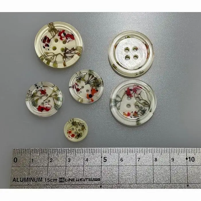 紫陽花と金魚のボタン6個セット