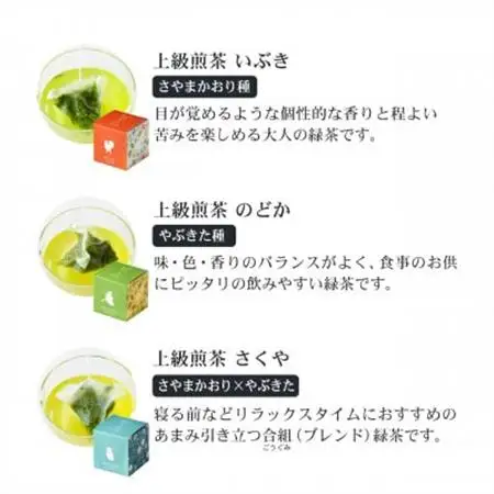 狭山茶ティーバッグ　キューブボックス4種セット　いろとりどり(メインセット)【1406371】