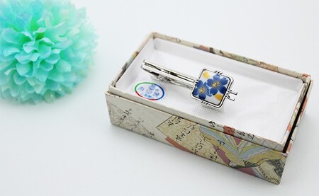 有田焼タイピン 青桜 有田焼アクセサリー二宮閑山 おしゃれ 磁器アクセサリー A12-226