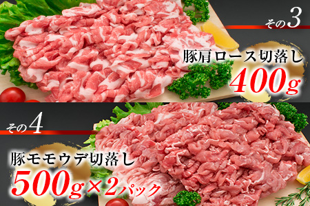 豚肉 切り落とし 4種 セット 合計2.2kg 日南市産 ポーク 国産 食品 おかず お弁当 おつまみ 万能食材 豚ロース 豚バラ 豚モモ 豚ウデ 切落し 食べ比べ 人気 おすすめ カレー 焼肉 生姜焼き 炒め物 大容量 お取り寄せ おすそ分け 宮崎県 日南市 送料無料_BC108-25