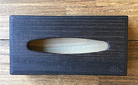 桐ティッシュボックス 焼杢 低タイプ 天然無垢の桐《サイズ：約W270 D140 H70（mm）・重さ：約260g》