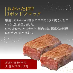厳選A4～A5等級 おおいた和牛 1ポンドブロック・切り落としセット 合計約1.9kg A01127