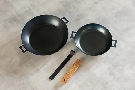 E148 DISH PAN 20/26cmセット(着脱ハンドル付)【フライパン 鉄 フライパンセット 20cm 26cm 中本千尋 藤田金属 FUJITA ガス IH 日本製 町工場 大阪府 八尾】