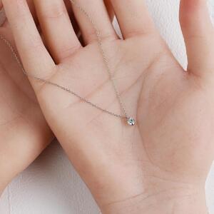 プラチナ900【ラボグロウンダイヤモンドネックレス】0.2ct 個性的な挟みこみデザイン 長さ40cm LAB-PT900-009 ネックレス