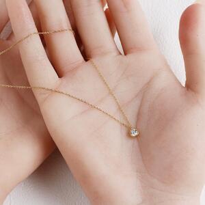 K18イエローゴールド【ラボグロウンダイヤモンドネックレス】0.2ct 人気のミルグレイン 長さ40cm LAB-K18-003 ネックレス