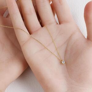 K18イエローゴールド【ラボグロウンダイヤモンドネックレス】0.2ct 4点留めデザイン 長さ40cm LAB-K18-005 ネックレス