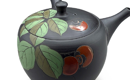 常滑焼急須　黒泥　柿 陶器 やきもの 焼き物 手作り 伝統工芸品 工芸品 茶器 茶道具 急須 常滑焼 日本六古窯 キッチン用品 日用品 食器 雑貨 ティーポット 日本茶 緑茶 日本製 愛知県 常滑市