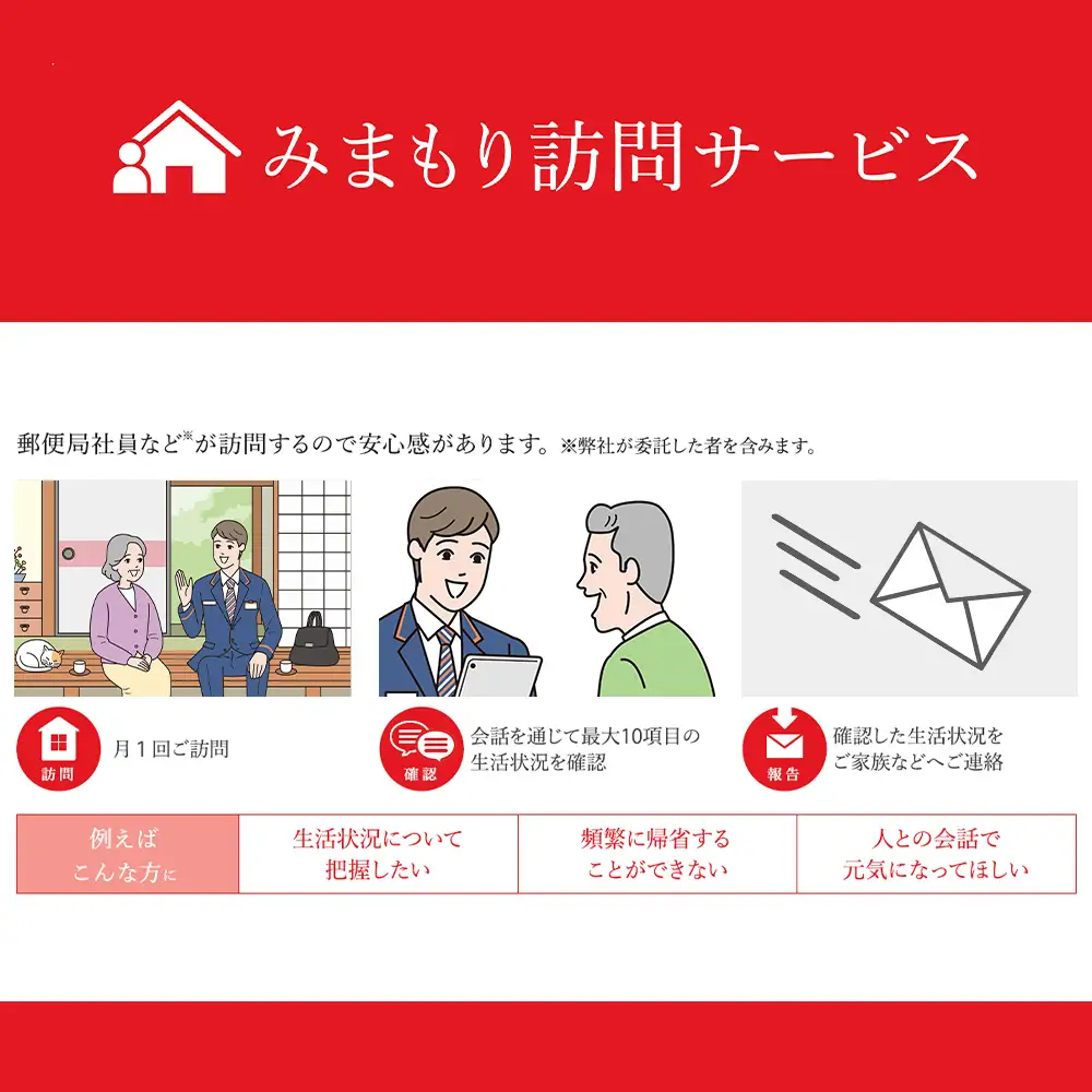 郵便局 見守り みまもり 会話 安心 家族 確認「みまもり訪問サービス」(12カ月間)