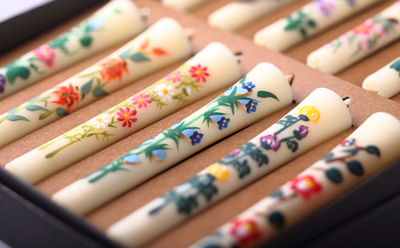 手描き四季の花ろうそく12本入 雑貨 日用品 