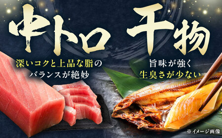【全6回定期便】対馬産 本マグロ 中トロ 300g & 旬の干物 2種   [WAH010] マグロ まぐろ 本マグロ トロ 刺身 干物 