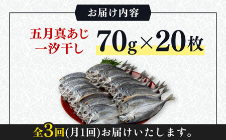 【全3回定期便】対馬 五月 真あじ 一汐干し 20枚 アジ 干物 [WAI060]