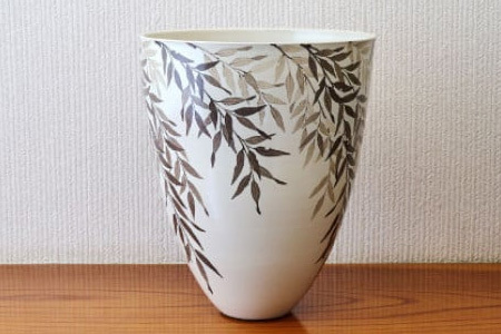和紙染草花文花器(H025130)