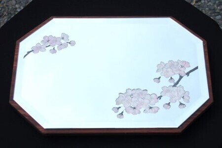 里山彩鏡・桜置き型面取り鏡 K024070
